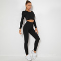 Multiple colors Women Active Wear Set Sport Bra Long Sleeve+ High Waist Workout Leggings Seamless Yoga Set